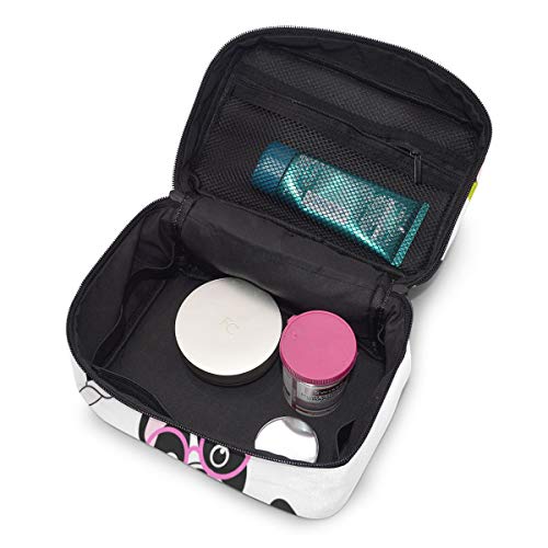 Bulldogs franceses con gafas, bolsa de maquillaje, bolsa de aseo grande, bolsa de viaje, organizador para mujer