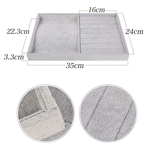 BUONDAC 2pcs Bandejas para Joyas Joyero Organizador Joyerías Caja Estuche de Almacenamiento para Joyas Anillos Pendientes Collares Aretes Bisutería Gris