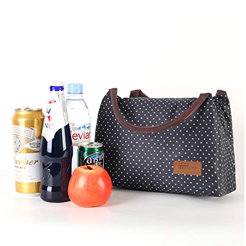 Buringer-Newox - Bolsa de almuerzo reutilizable con aislamiento para hombres y mujeres, para hacer picnic o viajes (punta negra y blanca)