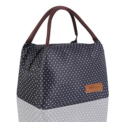 Buringer-Newox - Bolsa de almuerzo reutilizable con aislamiento para hombres y mujeres, para hacer picnic o viajes (punta negra y blanca)