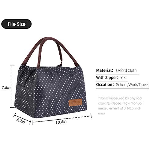 Buringer-Newox - Bolsa de almuerzo reutilizable con aislamiento para hombres y mujeres, para hacer picnic o viajes (punta negra y blanca)