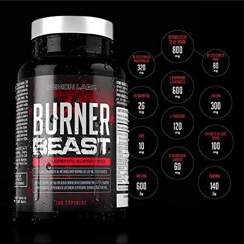 Burner Beast – Suplemento Quemagrasas de Ultra-alta Resistencia – Ingredientes Homologados por EFSA - 180 Cápsulas Vegetarianas