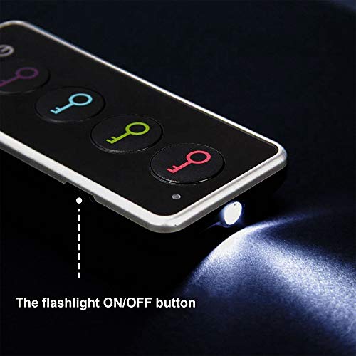 Buscador de llaves remoto JTD Buscador de llaves inalámbrico/Localizador de artículos de RF inalámbrico con linterna LED y base para teléfono celular Keys Pets (4 receptores, 1 control remoto, 1 base)