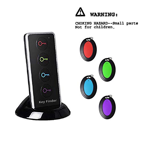 Buscador de llaves remoto JTD Buscador de llaves inalámbrico/Localizador de artículos de RF inalámbrico con linterna LED y base para teléfono celular Keys Pets (4 receptores, 1 control remoto, 1 base)