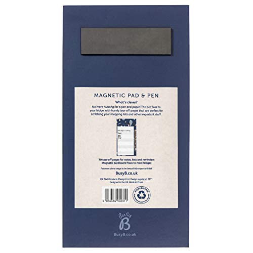 Busy B - Pad magnético y bolígrafo - 70 hojas de lista forradas con imán y bolígrafo