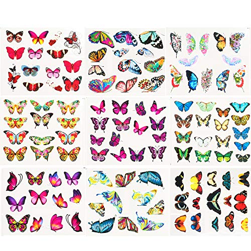 Butterfly Nail Art Stickers Decal Transfer Water Set Mariposas coloridas Manicure Decals for Nails Decoración de acrílico Accesorios para uñas Arte DIY (30 hojas)