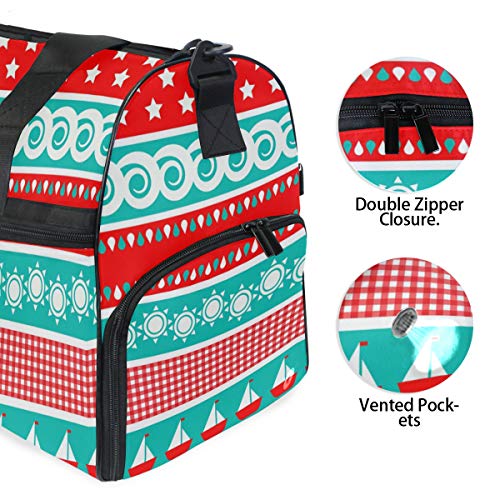 Buyxbn - Bolsa de lona con compartimento para zapatos, diseño de rayas, color rojo y verde