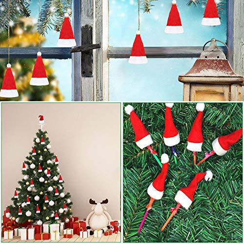 BUZIFU Cubiertos Navidad 20 unids Adorno Mesa Navidad Cuchillo Tenedor Cuchara Vino Porta Cubiertos Decoración Mesa Navidad Mini Gorro de Navidad Bolsita Cubiertos Navidad Funda para Cubiertos Navidad
