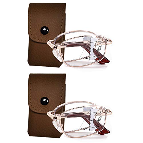 BWBZ Gafas de Lectura Plegables Gafas de Lectura Anti-Azules Película Multifocal Progresiva Lente de PC HD Patillas de Material TR Almohadillas Nasales de Silicona Gafas de Lectura