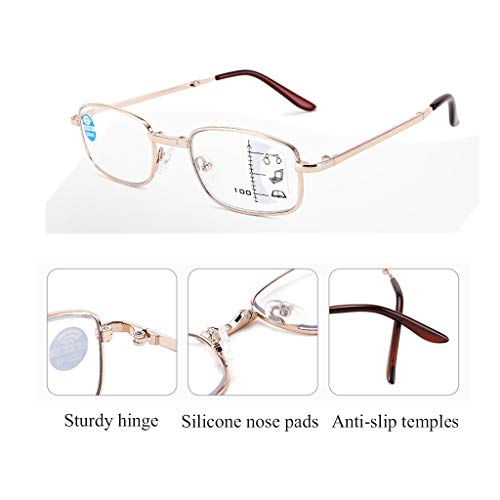 BWBZ Gafas de Lectura Plegables Gafas de Lectura Anti-Azules Película Multifocal Progresiva Lente de PC HD Patillas de Material TR Almohadillas Nasales de Silicona Gafas de Lectura