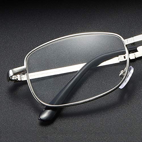 BWBZ Gafas de Lectura Plegables Gafas de Lectura HD Lentes de Resina Visión Clara Alta Transmitancia de Luz Patillas Antideslizantes Almohadillas Nasales de Silicona Gafas de Lectura de Medio Marco