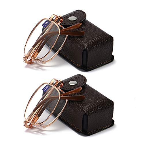 BWBZ Gafas de Lectura Plegables Gafas de Lectura HD Lentes de Resina Visión Clara Alta Transmitancia de Luz Patillas Antideslizantes Almohadillas Nasales de Silicona Gafas de Lectura de Medio Marco