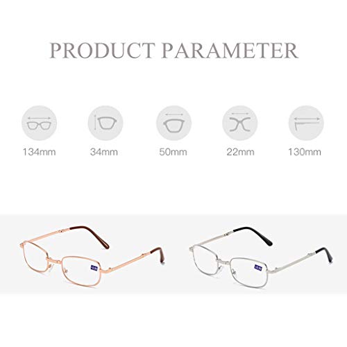 BWBZ Gafas de Lectura Plegables Gafas de Lectura HD Lentes de Resina Visión Clara Alta Transmitancia de Luz Patillas Antideslizantes Almohadillas Nasales de Silicona Gafas de Lectura de Medio Marco