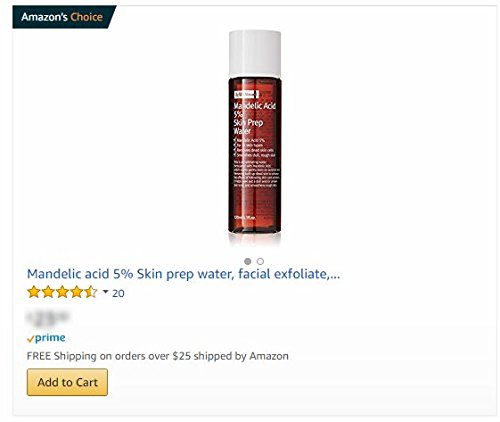 By Wishtrend Ácido mandelico 5% agua de preparación de la piel, exfoliante facial, tóner aha 120ml