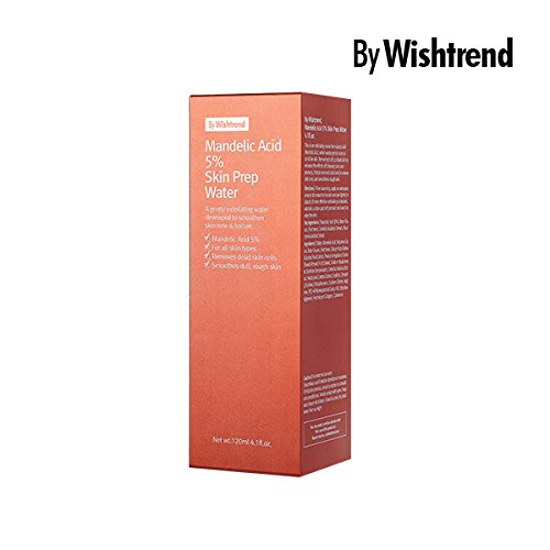 By Wishtrend Ácido mandelico 5% agua de preparación de la piel, exfoliante facial, tóner aha 120ml