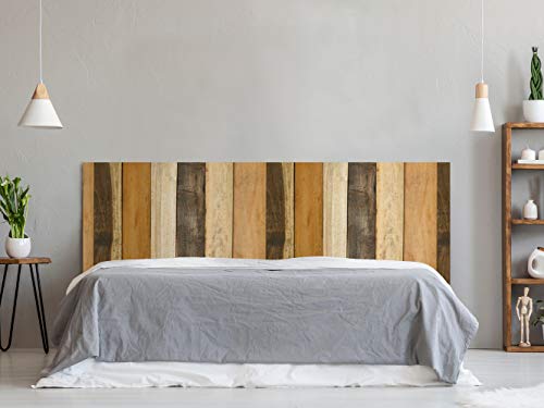 Cabecero Cama PVC Textura Antiguo Recto Vertical Madera Multicolor 150x60cm | Disponible en Varias Medidas | Cabecero Ligero, Elegante, Resistente y Económico