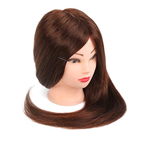 Cabeza de Maniquí Neverland 61 cm 60% Cabello Humano Real Practicas Formación Muñeca de la Cosmetología práctica maniquí para Peluquería con Soporte + Accesorios de Peinado DIY