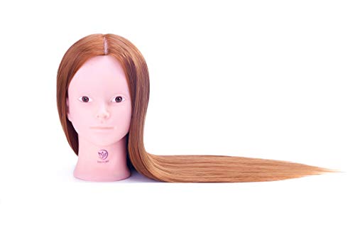 Cabeza de Maniquí, SIGHTLING 26" 60% Cabello Humano Real Practicas Formación Muñeca de la Cosmetología práctica maniquí para Peluquería con Soporte + Accesorios de Peinado DIY