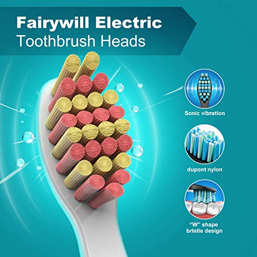Cabezal de repuesto de cepillo de dientes de Fairywill Cerdas blandas x 4 Rojo o Púrpura Compatible con FW507, FW917, FW508 Serie Cepillo de dientes rosado FW04