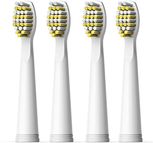 Cabezal de repuesto para cepillo de dientes Fairywill x 4 blanco y amarillo Compatible para FW507, FW917, FW508, FW959 Serie Cepillo de dientes blanco FW05
