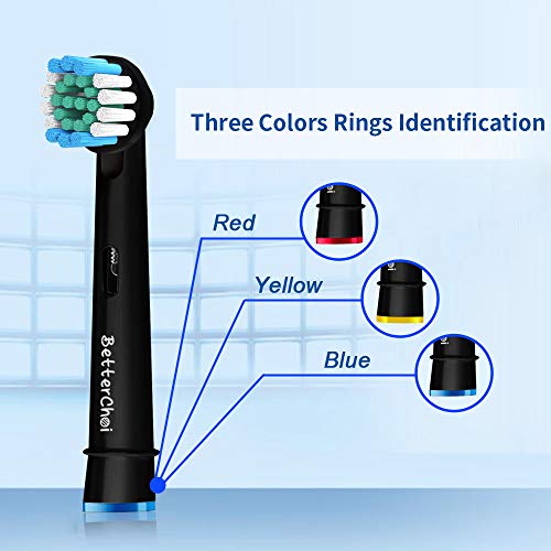 Cabezales de cepillo de precisión Betterchoi compatibles con el cepillo de dientes eléctrico Oral B. Paquete de 18, negro.