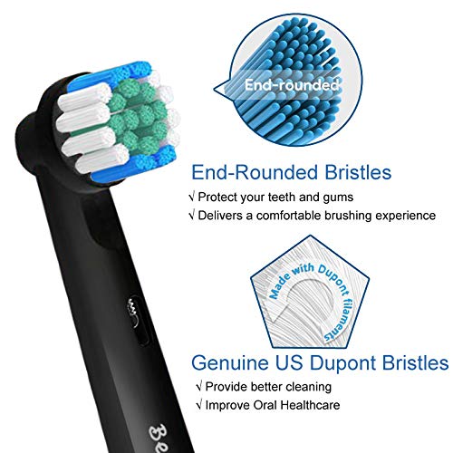 Cabezales de cepillo de precisión Betterchoi compatibles con el cepillo de dientes eléctrico Oral B. Paquete de 18, negro.