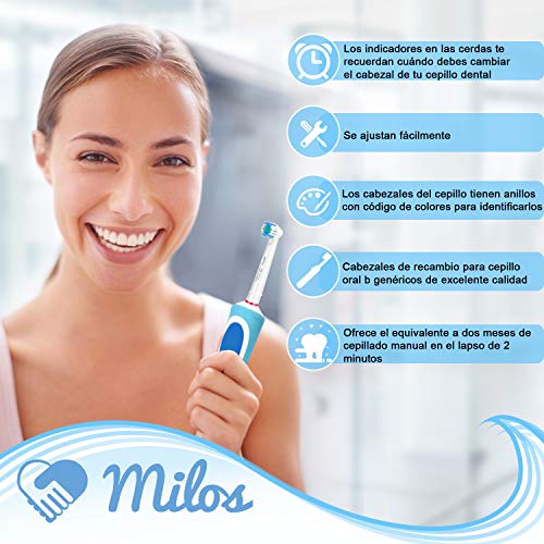 Cabezales para Cepillo Oral B Eléctrico Milos Premium (Paquete de 4), Compatibles con Cabezales Oral B Braun de Recambio, Cabezales de Recambio Compatibles para Cepillos de Dientes Oral B Premium