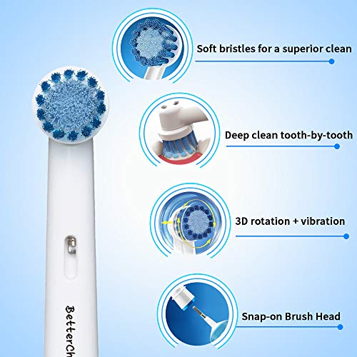 Cabezas de cepillo Betterchoi compatibles con el cepillo de dientes eléctrico Oral b. 9 piezas de precisión y 9 piezas de cabezas sensibles.