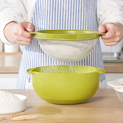 Cabilock Plato Tina Y Colador Set Vegetal Frutas Lavadora Secadora Escurridor Cuenco Plato Colador Cesta para Hornear Cocina Malla Fina Tamiz de Harina para Cocina Casera