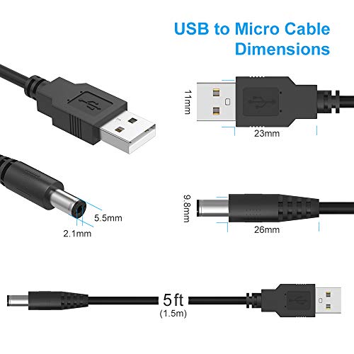 Cable alimentación universal BERLS, USB CC 5,5 x 2,1, 5 V, con 10 conectores seleccionables (5,5 x 2,5, 4,8 x 1,7, 4,0 x 1,7, 4,0 x 1,35, 3,5 x 1,35, 3,0 x 1,1, 2,5 x 0,7, micro USB, tipo C, mini USB)
