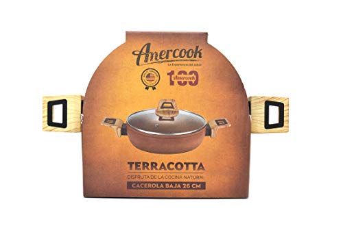 Cacerola Baja Amercook Terracotta con tapa 26 cm