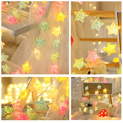 Cadena de luces LED con forma de estrella, 20 ledes, para interior y exterior, decoración de habitaciones, guirnalda de pilas, Navidad, cumpleaños, jardín, fiesta, habitación infantil, 3 m color