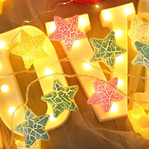 Cadena de luces LED con forma de estrella, 20 ledes, para interior y exterior, decoración de habitaciones, guirnalda de pilas, Navidad, cumpleaños, jardín, fiesta, habitación infantil, 3 m color