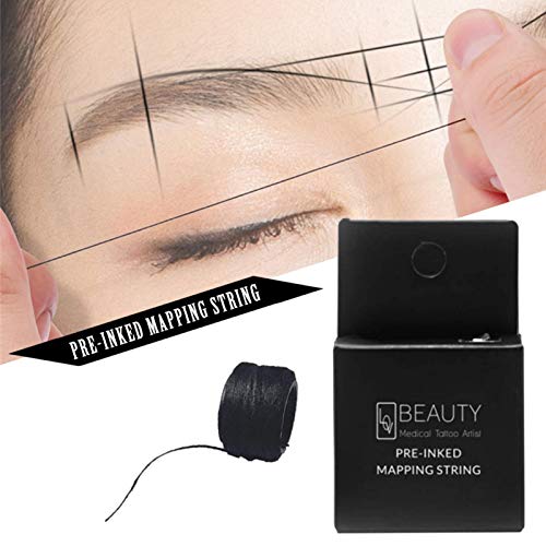 Cadena de mapeo de cejas pre-entintada, 10 metros Microblading Micronumbing Mapping String hilo de rosca para cejas henna cejas, marcado de cejas simétricas