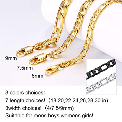 Cadenas de Diseño Figaro Link Cadena Europea Cadena de Acera Collares Acero Inoxidable Oro Amarillo Estilo Punk Chokers