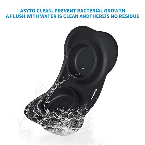 Cadosoigh Comedero para Gatos Perros Mascotas de Acero Inoxidable(2 * 12oz/400ml) con Base de Silicona Antideslizante,con Tazón Plegable