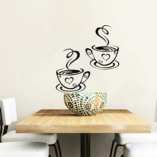 Café Tazas pared Pegatinas Decal Cocina Restaurante Pegatinas de Pared Estilo de Cafe con leche Etiqueta de Pared para decoracion Hall Dormitorio DIY vinilo desmontables adhesivos