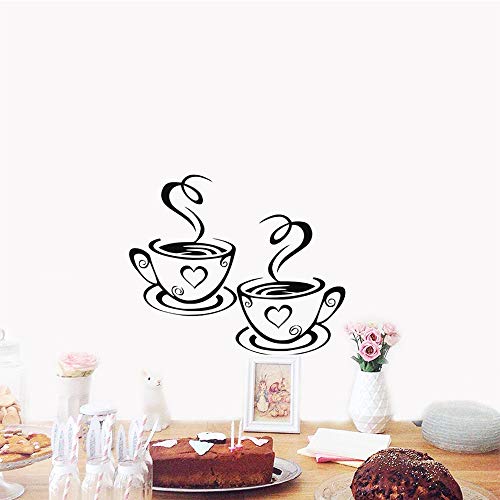Café Tazas pared Pegatinas Decal Cocina Restaurante Pegatinas de Pared Estilo de Cafe con leche Etiqueta de Pared para decoracion Hall Dormitorio DIY vinilo desmontables adhesivos