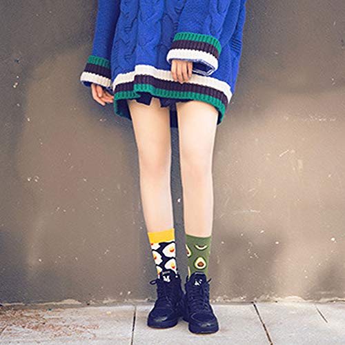 CAILI 3 Pares Calcetines, Dibujos Animados Creativos, Frutas de Postre, Patrones de Algodón, Cómic, Aguacate, Sushi, Calcetines Deportivos, Calcetines de Pareja