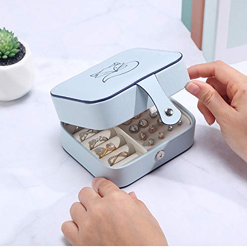 Caja De Joyas Joyero De Doble Cara Caja De Almacenamiento De Joyas Portátil Pendientes De Cuero Anillo Collar Caja De Almacenamiento De Pendientes