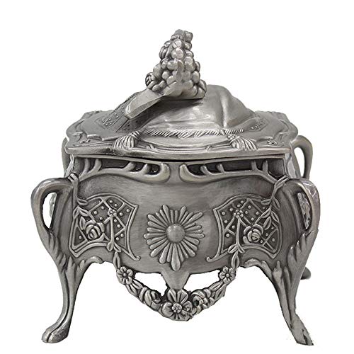 Caja de joyería, diseño vintage delicado joyero tallado Caja de regalo de joyería de princesa creativa de metal