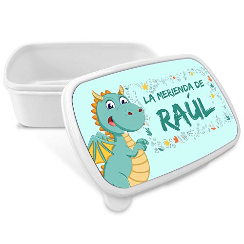 Caja de Merienda Dragón Personalizada con Nombre/Curso. Vuelta al Cole Niña Niño. Varios Diseños a Elegir. Dragón