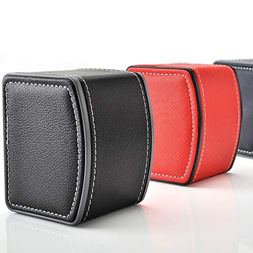 Caja de Relojes,Single Grid PU Caja de Relojes,Organizador de Relojes,También se Puede Utilizar como Caja de Colección de Joyas,Caja de Almacenamiento de Exhibición de Joyas (2 Piezas,Negro,Rojo)