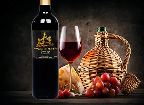 Caja de Vino Tinto - Pack de 2 Botellas con Set con sacacorchos servidor con tapón y aro antigoteo Regalo Original - Crianza D.O. Origen Navarra añada del 2014 - Estuche ideal para regalar