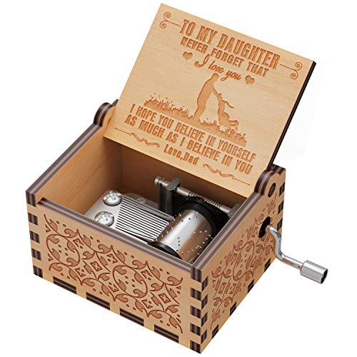 Caja musical de madera NNDUO You are My Sunshine con grabado láser, caja musical de madera, regalo para cumpleaños, Navidad, día de San Valentín, Papá a hija, 2.55*1.97*1.5 inch
