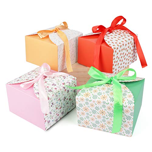 Cajas Cartón (20 Piezas) 14,7 x 14,7 x 9,4cm - Cajas Regalo Carton con Cinta para Bodas, Damas de Honor, Baby Shower, Cumpleaños, Pasteles Caseros, Galletas, Dulces