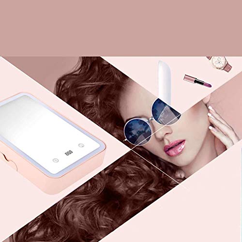 Cajas de joyería DJSSH Plana LED HD Espejo compone el Espejo - Peluquería Espejo de Chica - Iluminación Caja de Almacenamiento de llenado Box - Tres Colores Opcionales DJSSH (Color : Rosado)