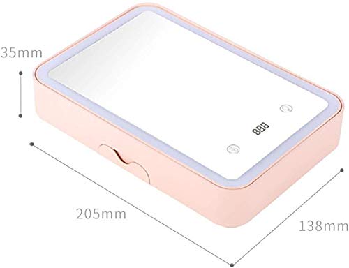 Cajas de joyería DJSSH Plana LED HD Espejo compone el Espejo - Peluquería Espejo de Chica - Iluminación Caja de Almacenamiento de llenado Box - Tres Colores Opcionales DJSSH (Color : Rosado)