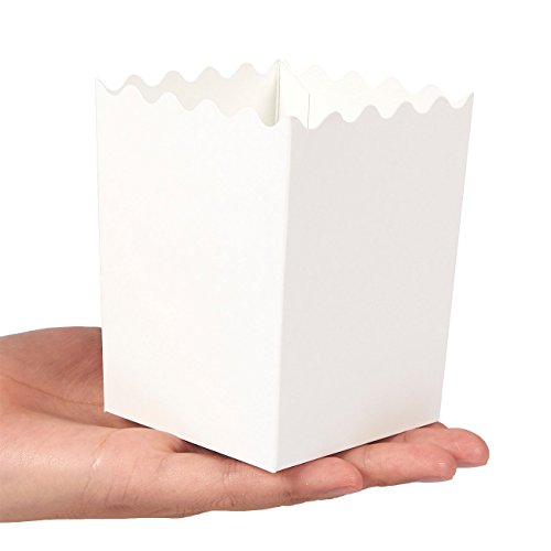 Cajas de palomitas de maíz (juego de 100) – Contenedores de palomitas de maíz de 16 oz – Ideal para fiestas, noches de cine, baby & Bridal duchas – (blanco) – 3 x 10 cm