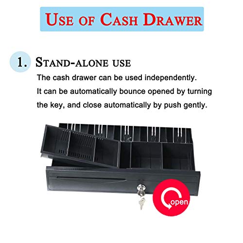 Cajón de dinero en efectivo extraíble bandeja registro hasta insertar monedas, diseño de bloqueo de 3 posiciones con impresora POS RJ11 utilizada con máquinas POS